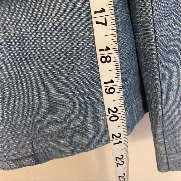 J CREW 100% classic Chambray blazer suit jacket Blue button front coastal 00 - Picture 8 of 9